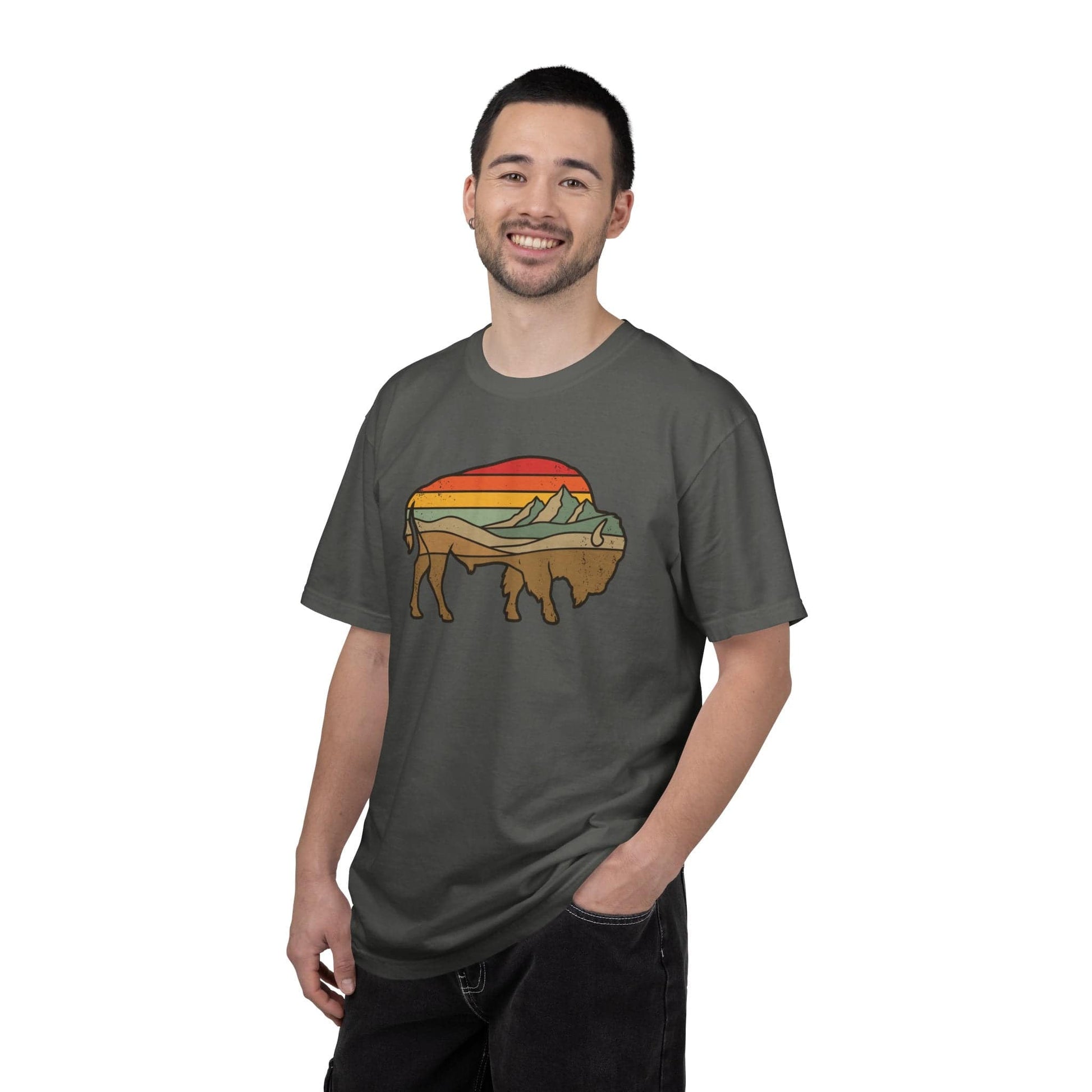 Retro Buffalo T-Shirt In Lightweight adventure tee for outdoor lovers Perfect for hiking camping or road trips Made from soft breathable cotton for all-day comfort Ideal for nature lovers and adventurers FAYO Threads outdoor apparel remember Fun Awaits You Outside
