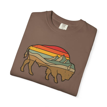 Retro Buffalo T-Shirt In Lightweight adventure tee for outdoor lovers Perfect for hiking camping or road trips Made from soft breathable cotton for all-day comfort Ideal for nature lovers and adventurers FAYO Threads outdoor apparel remember Fun Awaits You Outside