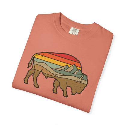 Retro Buffalo T-Shirt In Lightweight adventure tee for outdoor lovers Perfect for hiking camping or road trips Made from soft breathable cotton for all-day comfort Ideal for nature lovers and adventurers FAYO Threads outdoor apparel remember Fun Awaits You Outside