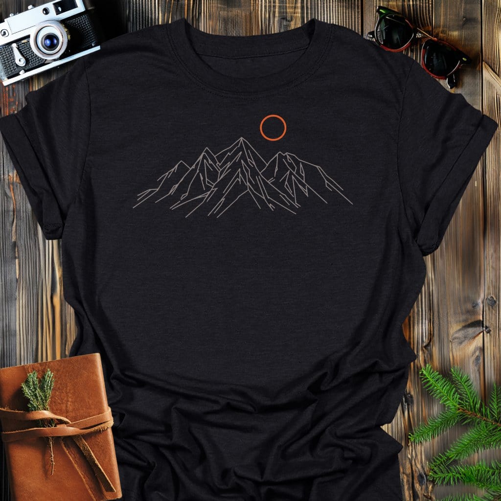 Summit Solstice T-Shirt In S / Black Lightweight adventure tee for outdoor lovers Perfect for hiking camping or road trips Made from soft breathable cotton for all-day comfort Ideal for nature lovers and adventurers FAYO Threads outdoor apparel remember Fun Awaits You Outside