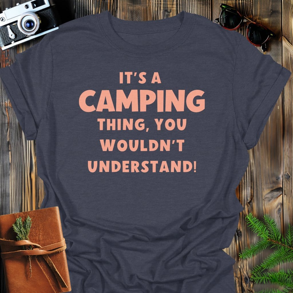 Camping Life T-Shirt In Dark Heather / S Lightweight adventure tee for outdoor lovers Perfect for hiking camping or road trips Made from soft breathable cotton for all-day comfort Ideal for nature lovers and adventurers FAYO Threads outdoor apparel remember Fun Awaits You Outside