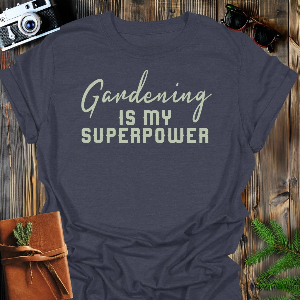 Gardening Superpower T-Shirt In Dark Heather / S Lightweight adventure tee for outdoor lovers Perfect for hiking camping or road trips Made from soft breathable cotton for all-day comfort Ideal for nature lovers and adventurers FAYO Threads outdoor apparel remember Fun Awaits You Outside