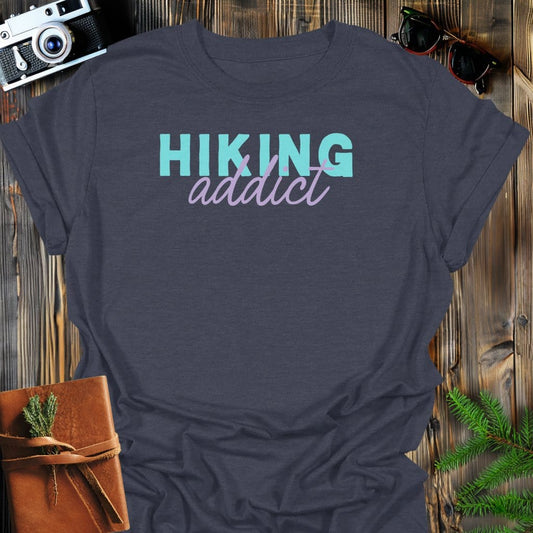 Hiking Addict T-Shirt In Dark Heather / S Lightweight adventure tee for outdoor lovers Perfect for hiking camping or road trips Made from soft breathable cotton for all-day comfort Ideal for nature lovers and adventurers FAYO Threads outdoor apparel remember Fun Awaits You Outside