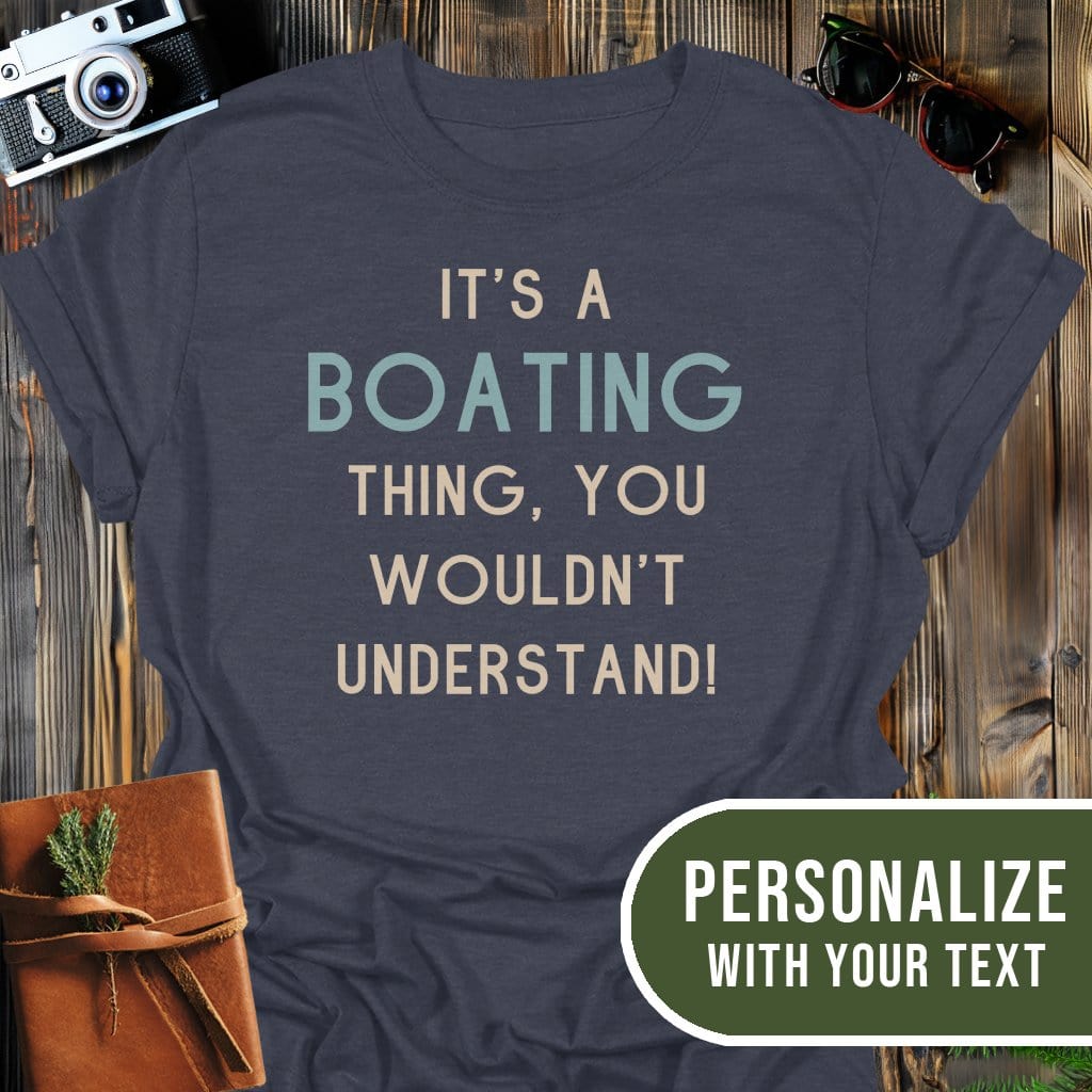 Personalized Boating Life T-Shirt In Dark Heather / S Lightweight adventure tee for outdoor lovers Perfect for hiking camping or road trips Made from soft breathable cotton for all-day comfort Ideal for nature lovers and adventurers FAYO Threads outdoor apparel remember Fun Awaits You Outside