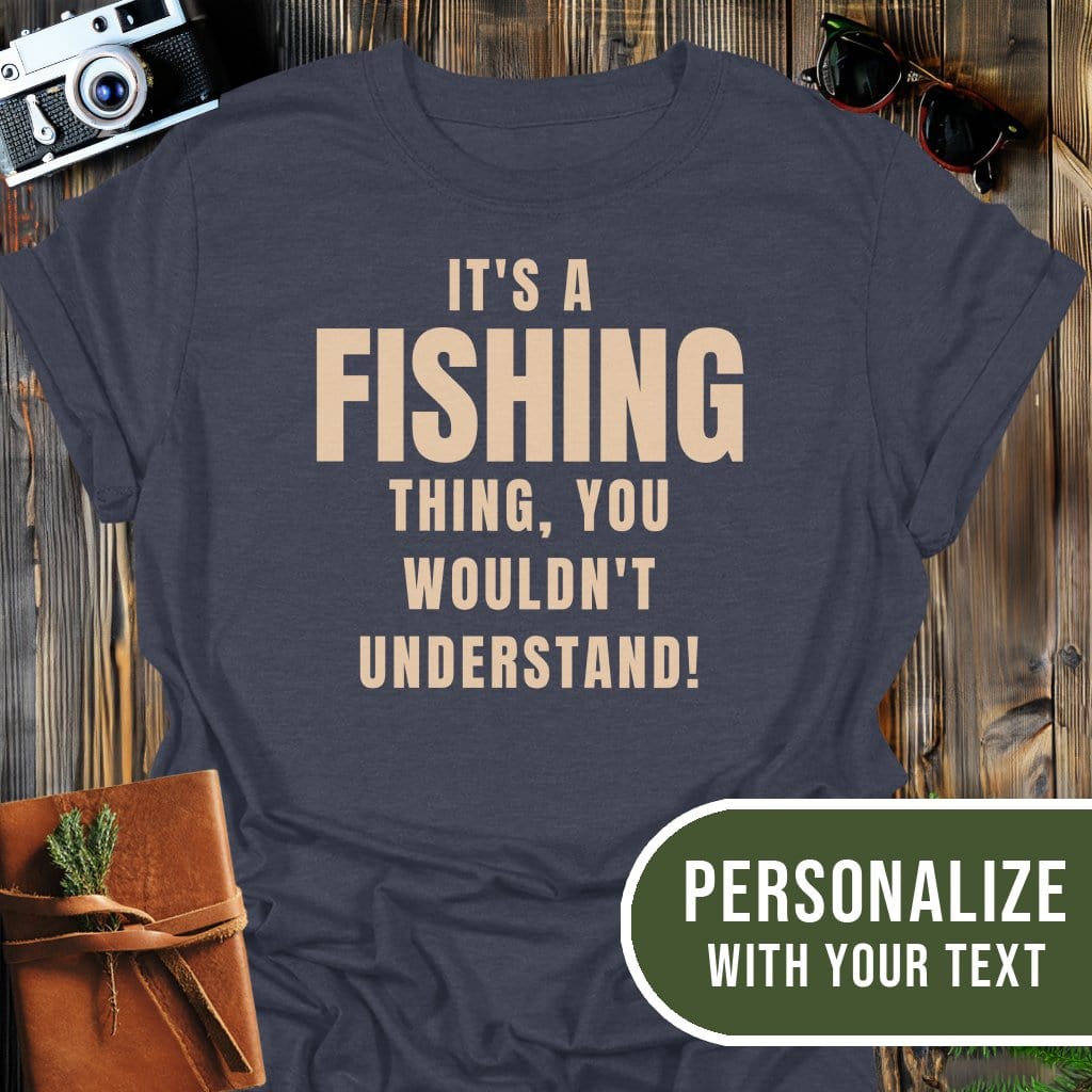 Personalized Fishing Life T-Shirt In Dark Heather / S Lightweight adventure tee for outdoor lovers Perfect for hiking camping or road trips Made from soft breathable cotton for all-day comfort Ideal for nature lovers and adventurers FAYO Threads outdoor apparel remember Fun Awaits You Outside