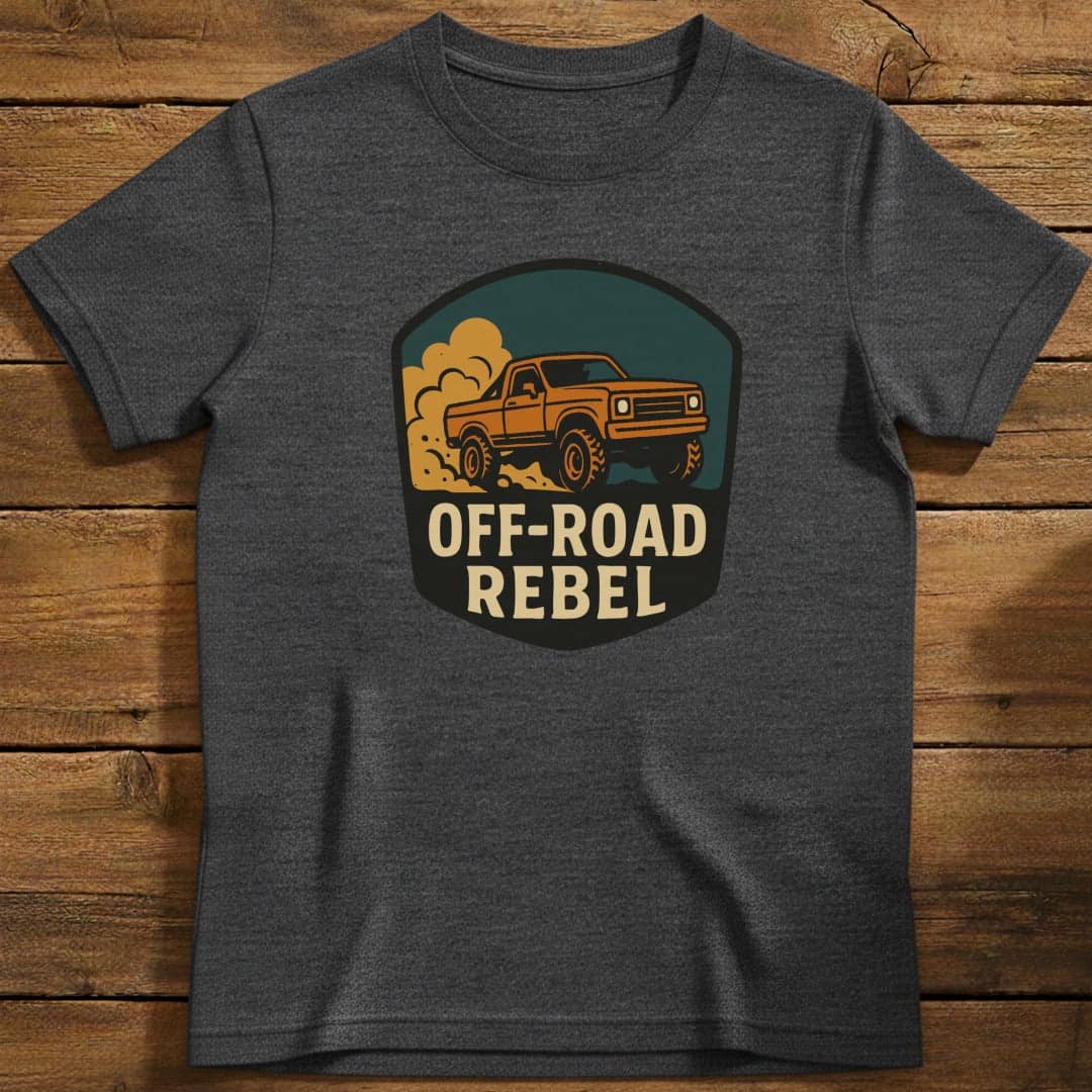 Off-Road Rebel 4x4 T-Shirt In S / Heather Navy Lightweight adventure tee for outdoor lovers Perfect for hiking camping or road trips Made from soft breathable cotton for all-day comfort Ideal for nature lovers and adventurers FAYO Threads outdoor apparel remember Fun Awaits You Outside