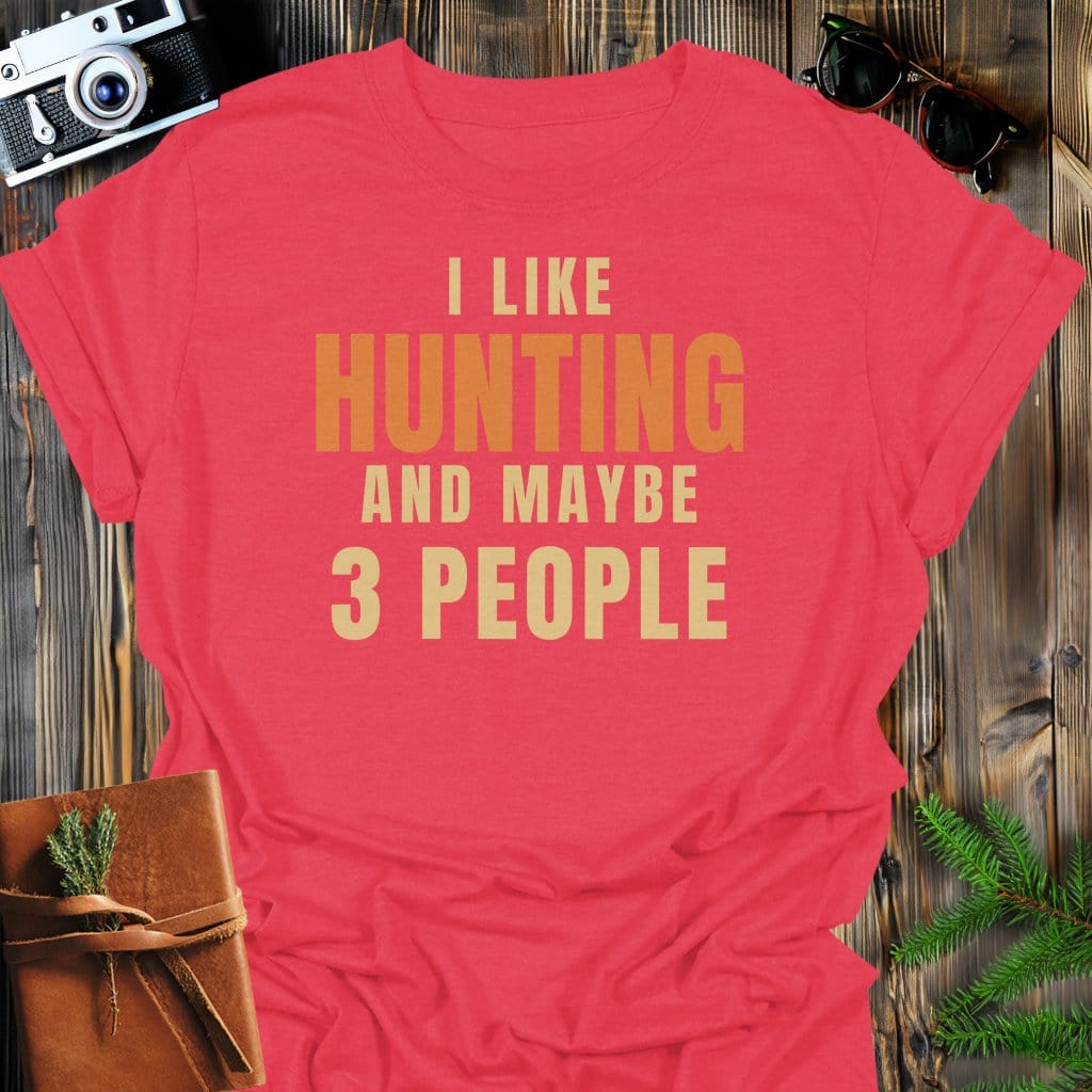 Hunting Humor T-Shirt In Heather Red / S Lightweight adventure tee for outdoor lovers Perfect for hiking camping or road trips Made from soft breathable cotton for all-day comfort Ideal for nature lovers and adventurers FAYO Threads outdoor apparel remember Fun Awaits You Outside