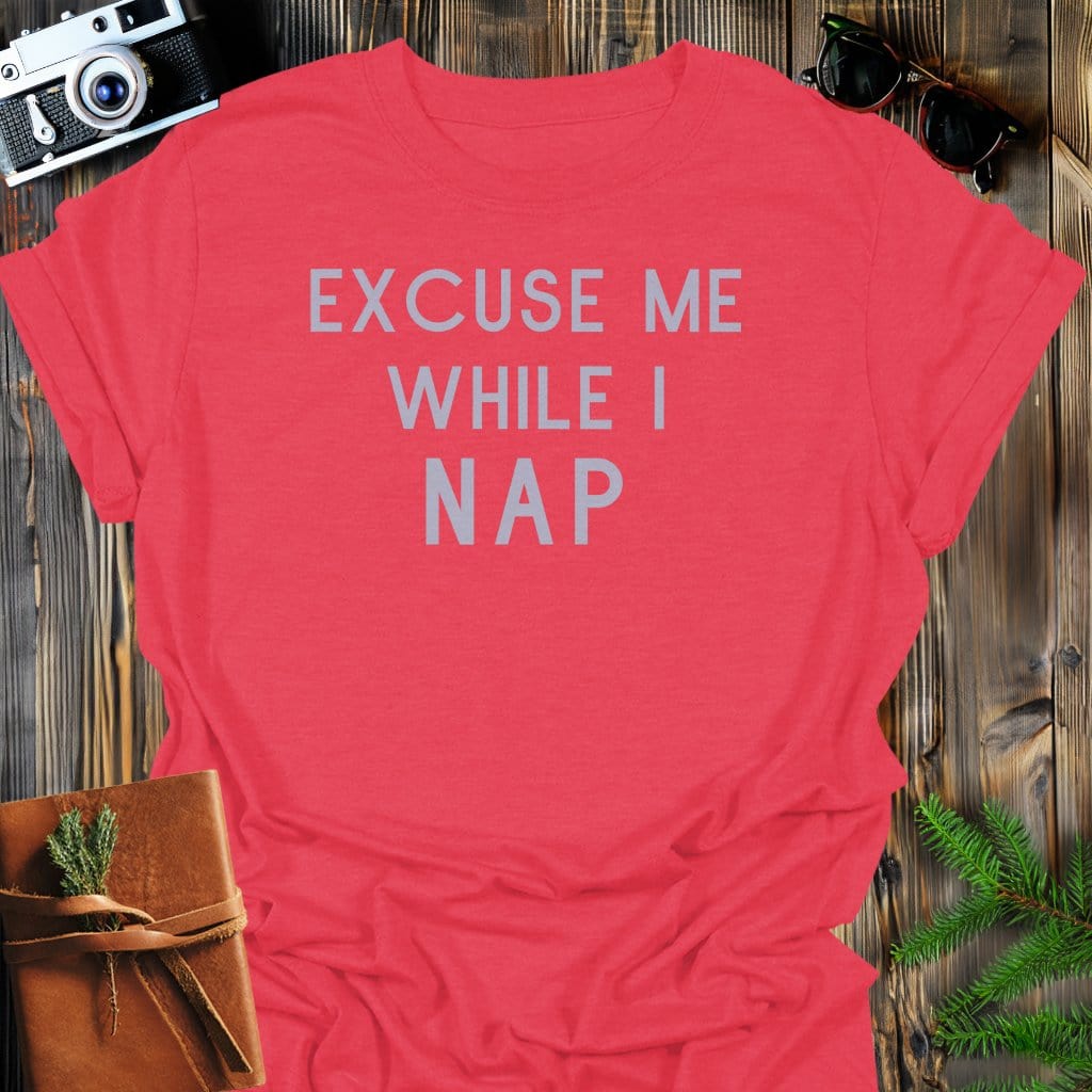Nap Needed T-Shirt In Heather Red / S Lightweight adventure tee for outdoor lovers Perfect for hiking camping or road trips Made from soft breathable cotton for all-day comfort Ideal for nature lovers and adventurers FAYO Threads outdoor apparel remember Fun Awaits You Outside