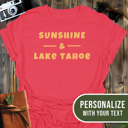 Personalized Lake Tahoe T-Shirt In Heather Red / S Lightweight adventure tee for outdoor lovers Perfect for hiking camping or road trips Made from soft breathable cotton for all-day comfort Ideal for nature lovers and adventurers FAYO Threads outdoor apparel remember Fun Awaits You Outside