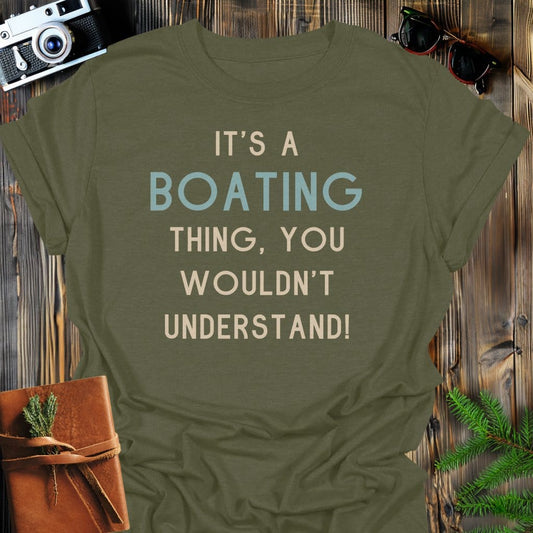 Boating Life T-Shirt In Military Green / S Lightweight adventure tee for outdoor lovers Perfect for hiking camping or road trips Made from soft breathable cotton for all-day comfort Ideal for nature lovers and adventurers FAYO Threads outdoor apparel remember Fun Awaits You Outside