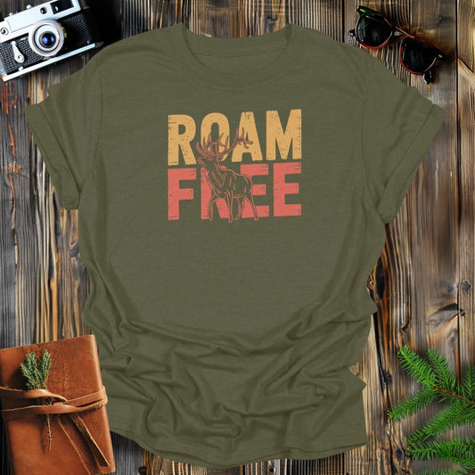 MyDesigns T-Shirt S / Military Green Elk Roam Free T-Shirt