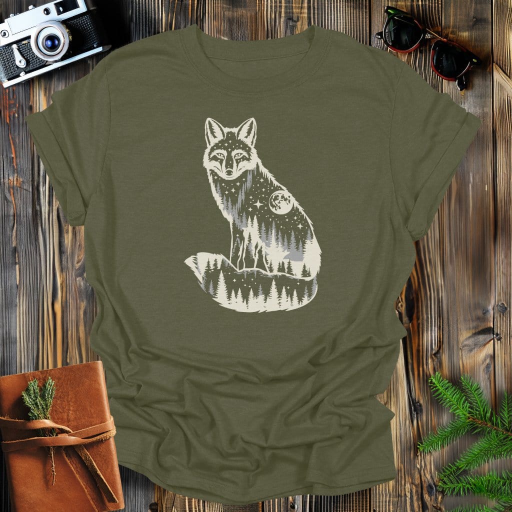 MyDesigns T-Shirt S / Military Green Moonlite Fox T-Shirt