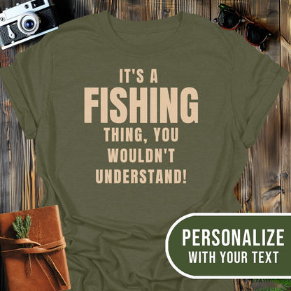 Personalized Fishing Life T-Shirt In Military Green / S Lightweight adventure tee for outdoor lovers Perfect for hiking camping or road trips Made from soft breathable cotton for all-day comfort Ideal for nature lovers and adventurers FAYO Threads outdoor apparel remember Fun Awaits You Outside