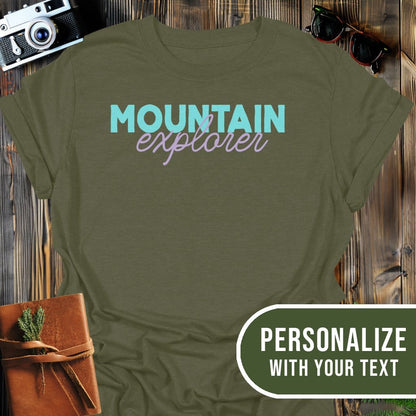 Personalized Mountain Explorer T-Shirt In Military Green / S Lightweight adventure tee for outdoor lovers Perfect for hiking camping or road trips Made from soft breathable cotton for all-day comfort Ideal for nature lovers and adventurers FAYO Threads outdoor apparel remember Fun Awaits You Outside