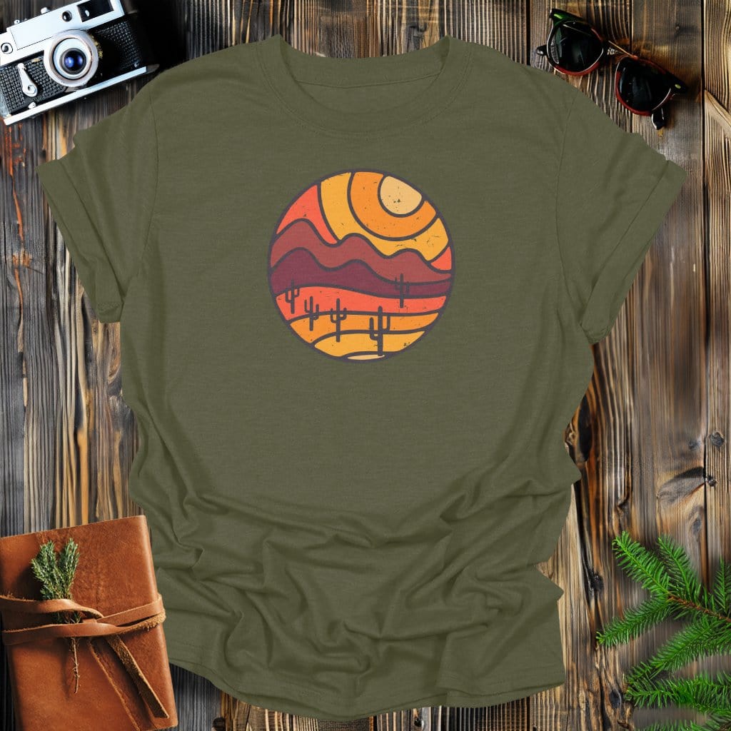 MyDesigns T-Shirt S / Military Green Sunset Desert Distressed T-Shirt