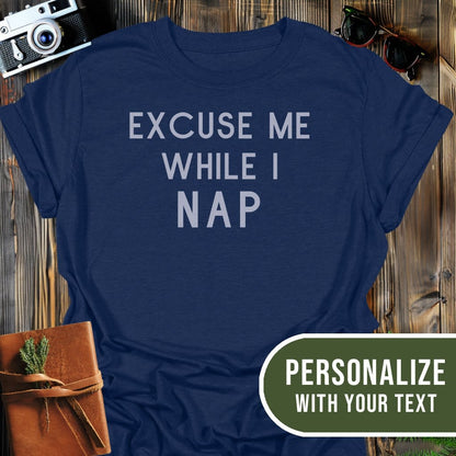 Personalized Nap Needed T-Shirt In Navy / S Lightweight adventure tee for outdoor lovers Perfect for hiking camping or road trips Made from soft breathable cotton for all-day comfort Ideal for nature lovers and adventurers FAYO Threads outdoor apparel remember Fun Awaits You Outside