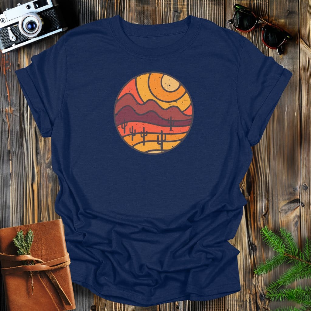 MyDesigns T-Shirt S / Navy Sunset Desert Distressed T-Shirt