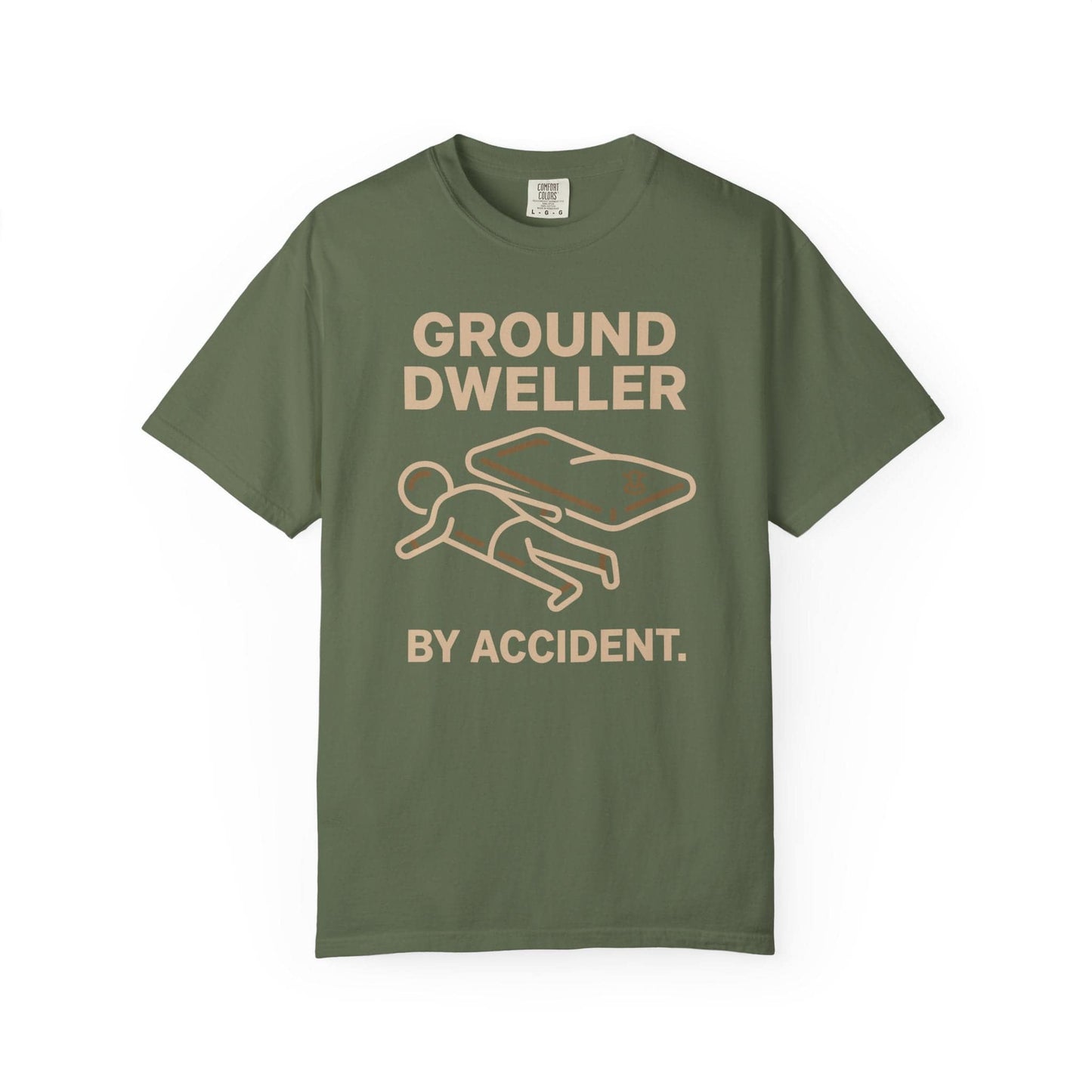Accidental Ground Dweller T-Shirt In Sage / S Lightweight adventure tee for outdoor lovers Perfect for hiking camping or road trips Made from soft breathable cotton for all-day comfort Ideal for nature lovers and adventurers FAYO Threads outdoor apparel remember Fun Awaits You Outside