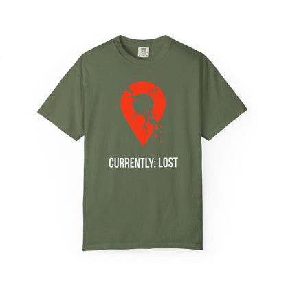Currently Lost T-Shirt In Sage / S Lightweight adventure tee for outdoor lovers Perfect for hiking camping or road trips Made from soft breathable cotton for all-day comfort Ideal for nature lovers and adventurers FAYO Threads outdoor apparel remember Fun Awaits You Outside