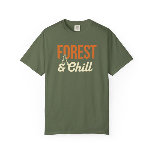 Forest & Chill T-Shirt In Sage / S Lightweight adventure tee for outdoor lovers Perfect for hiking camping or road trips Made from soft breathable cotton for all-day comfort Ideal for nature lovers and adventurers FAYO Threads outdoor apparel remember Fun Awaits You Outside