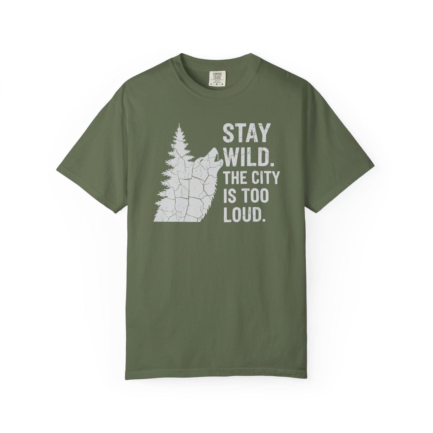 Loud City Stay Wild T-Shirt In Sage / S Lightweight adventure tee for outdoor lovers Perfect for hiking camping or road trips Made from soft breathable cotton for all-day comfort Ideal for nature lovers and adventurers FAYO Threads outdoor apparel remember Fun Awaits You Outside