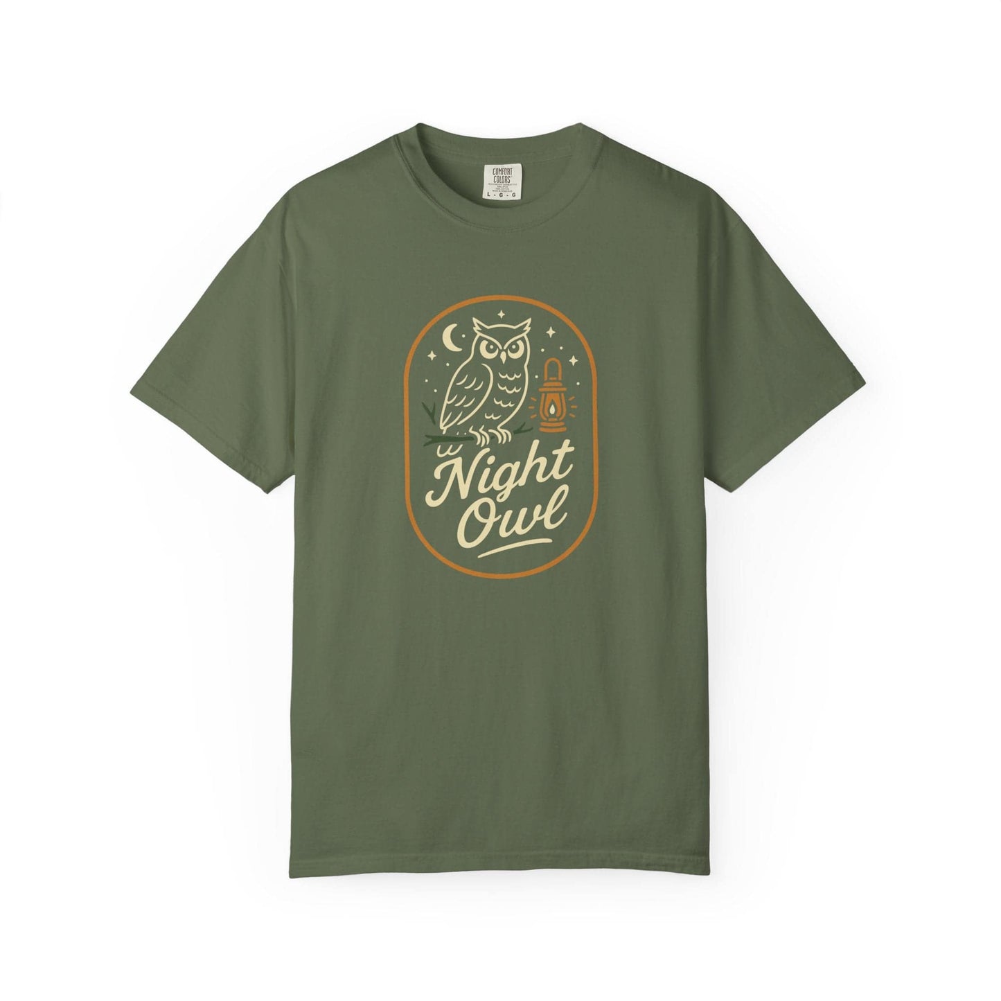 Night Owl T-Shirt In Sage / S Lightweight adventure tee for outdoor lovers Perfect for hiking camping or road trips Made from soft breathable cotton for all-day comfort Ideal for nature lovers and adventurers FAYO Threads outdoor apparel remember Fun Awaits You Outside