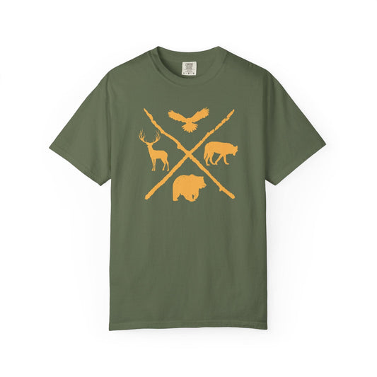 Wildlife Love T-Shirt In Sage / S Lightweight adventure tee for outdoor lovers Perfect for hiking camping or road trips Made from soft breathable cotton for all-day comfort Ideal for nature lovers and adventurers FAYO Threads outdoor apparel remember Fun Awaits You Outside