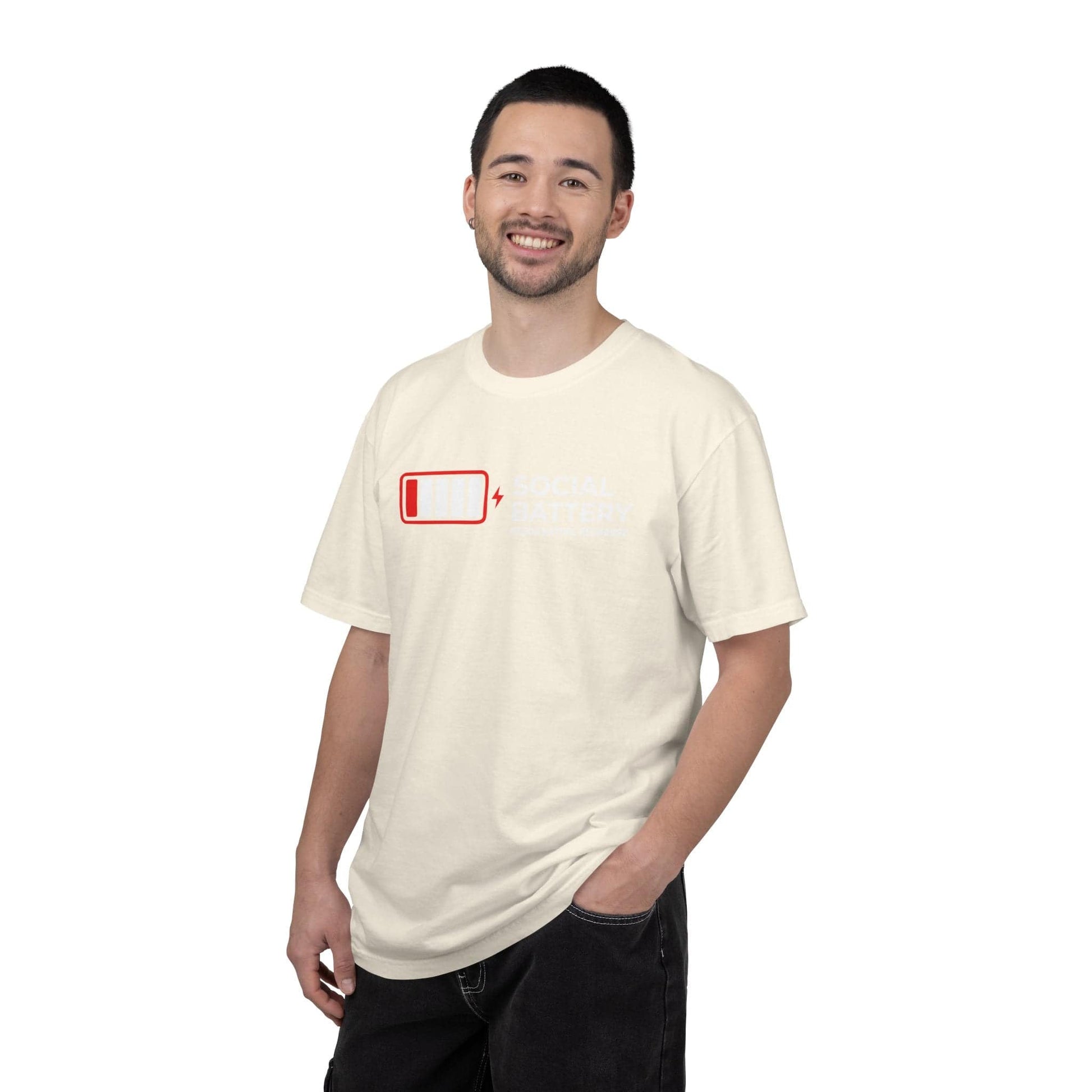 Socail Battery Needs Recharge T-Shirt In Lightweight adventure tee for outdoor lovers Perfect for hiking camping or road trips Made from soft breathable cotton for all-day comfort Ideal for nature lovers and adventurers FAYO Threads outdoor apparel remember Fun Awaits You Outside