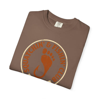 Squatchin' & Fishin' Club T-Shirt In Lightweight adventure tee for outdoor lovers Perfect for hiking camping or road trips Made from soft breathable cotton for all-day comfort Ideal for nature lovers and adventurers FAYO Threads outdoor apparel remember Fun Awaits You Outside