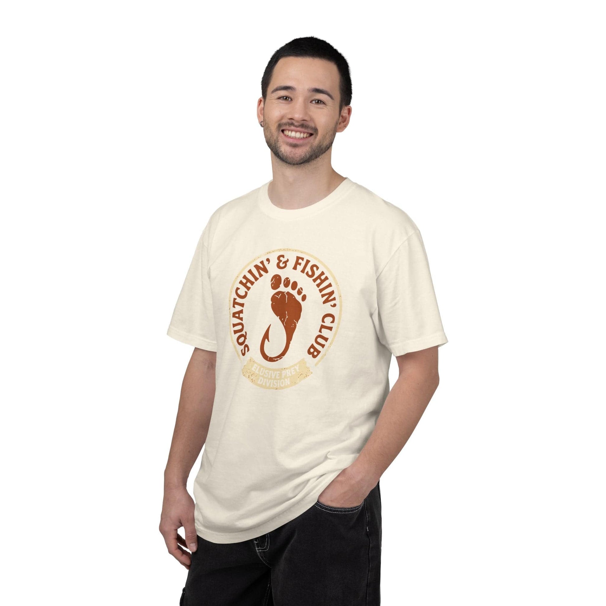 Squatchin' & Fishin' Club T-Shirt In Lightweight adventure tee for outdoor lovers Perfect for hiking camping or road trips Made from soft breathable cotton for all-day comfort Ideal for nature lovers and adventurers FAYO Threads outdoor apparel remember Fun Awaits You Outside