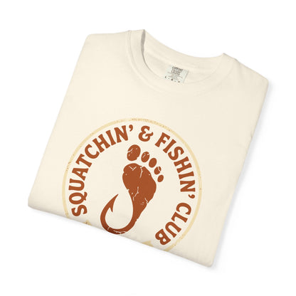 Squatchin' & Fishin' Club T-Shirt In Lightweight adventure tee for outdoor lovers Perfect for hiking camping or road trips Made from soft breathable cotton for all-day comfort Ideal for nature lovers and adventurers FAYO Threads outdoor apparel remember Fun Awaits You Outside