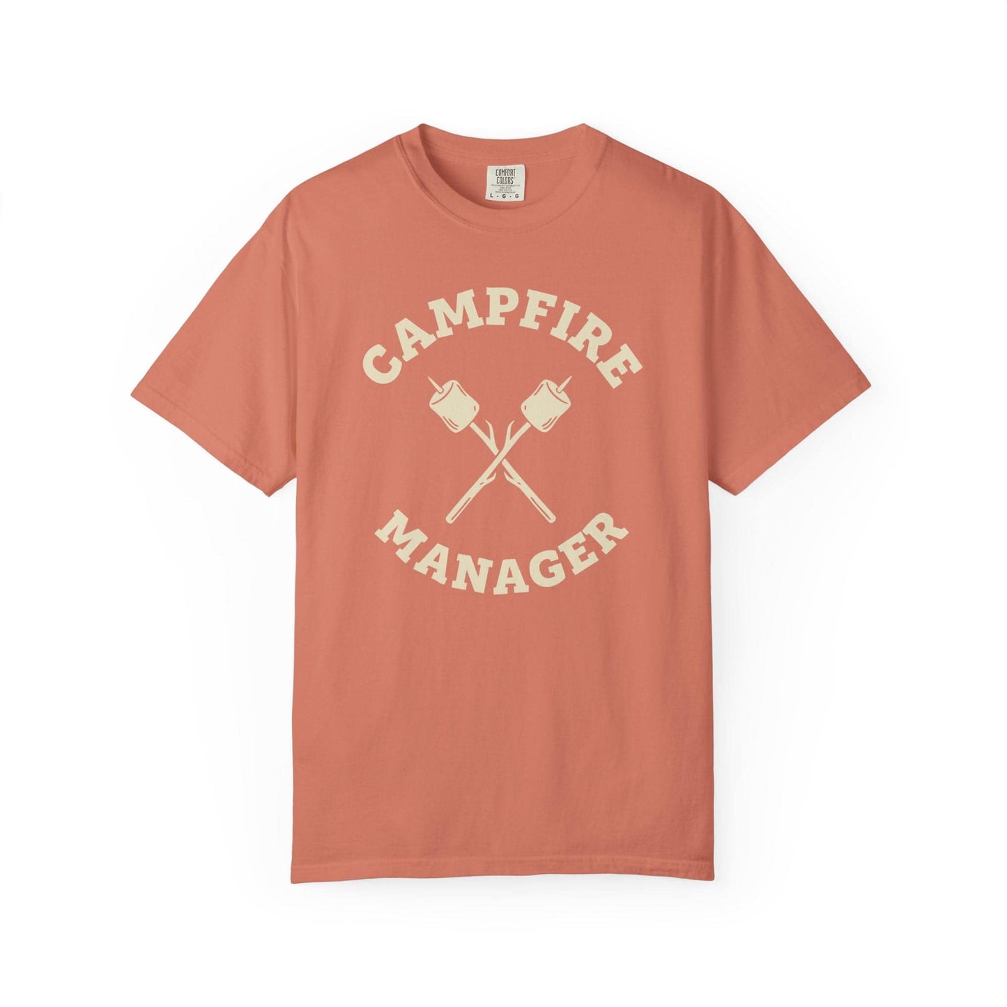 Campfire Manager T-Shirt In Terracotta / S Lightweight adventure tee for outdoor lovers Perfect for hiking camping or road trips Made from soft breathable cotton for all-day comfort Ideal for nature lovers and adventurers FAYO Threads outdoor apparel remember Fun Awaits You Outside