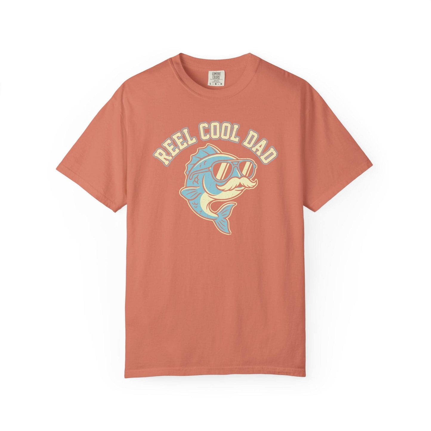 Reel Cool Dad T-Shirt In Terracotta / S Lightweight adventure tee for outdoor lovers Perfect for hiking camping or road trips Made from soft breathable cotton for all-day comfort Ideal for nature lovers and adventurers FAYO Threads outdoor apparel remember Fun Awaits You Outside