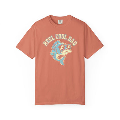 Reel Cool Dad T-Shirt In Terracotta / S Lightweight adventure tee for outdoor lovers Perfect for hiking camping or road trips Made from soft breathable cotton for all-day comfort Ideal for nature lovers and adventurers FAYO Threads outdoor apparel remember Fun Awaits You Outside