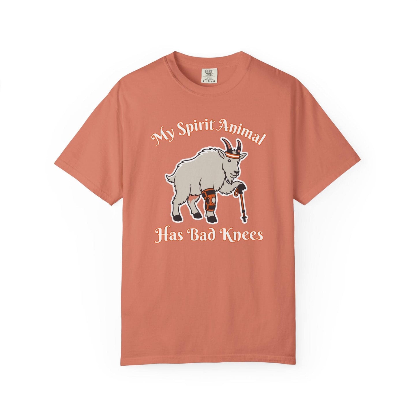 Spirit Animal Has Bad Knees T-Shirt In Terracotta / S Lightweight adventure tee for outdoor lovers Perfect for hiking camping or road trips Made from soft breathable cotton for all-day comfort Ideal for nature lovers and adventurers FAYO Threads outdoor apparel remember Fun Awaits You Outside