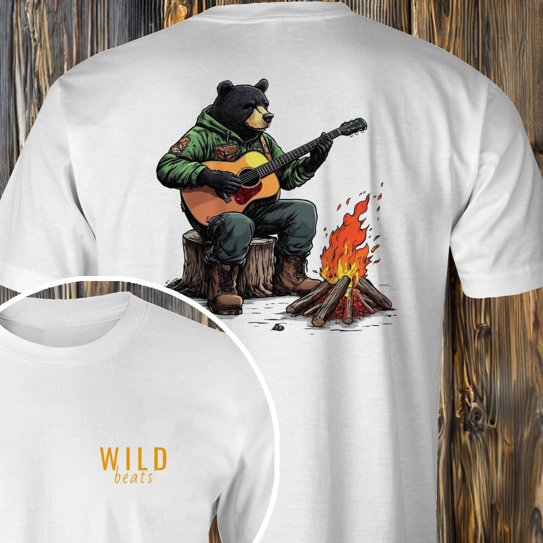 MyDesigns T-Shirt White / S Black Bear Campfire Jam T-Shirt