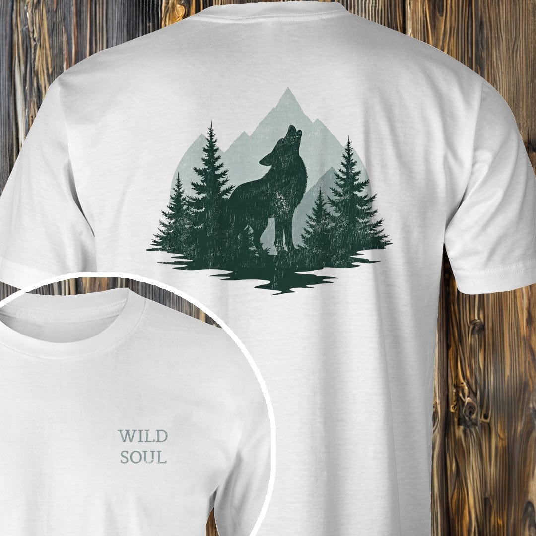 MyDesigns T-Shirt White / S Distressed Howling Wolf T-Shirt