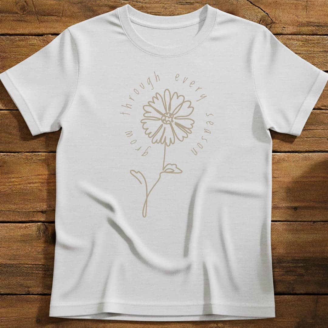 Seasonal Growth T-Shirt In White / S Lightweight adventure tee for outdoor lovers Perfect for hiking camping or road trips Made from soft breathable cotton for all-day comfort Ideal for nature lovers and adventurers FAYO Threads outdoor apparel remember Fun Awaits You Outside
