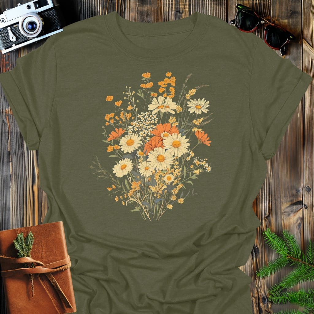 MyDesigns T-Shirts Military Green / S Wildflower Bliss T-Shirt